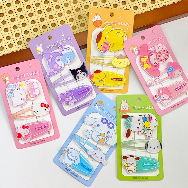 พร้อมส่ง!🇹🇭 ราคา/เซ็ต กิ๊บหนีบผม Sanrio คละแบบ หลากสี หลายโทน มีลวดลาย หนีบแน่น เกรดพรีเมียม เนื้องานเกาหลี คุณภาพดี