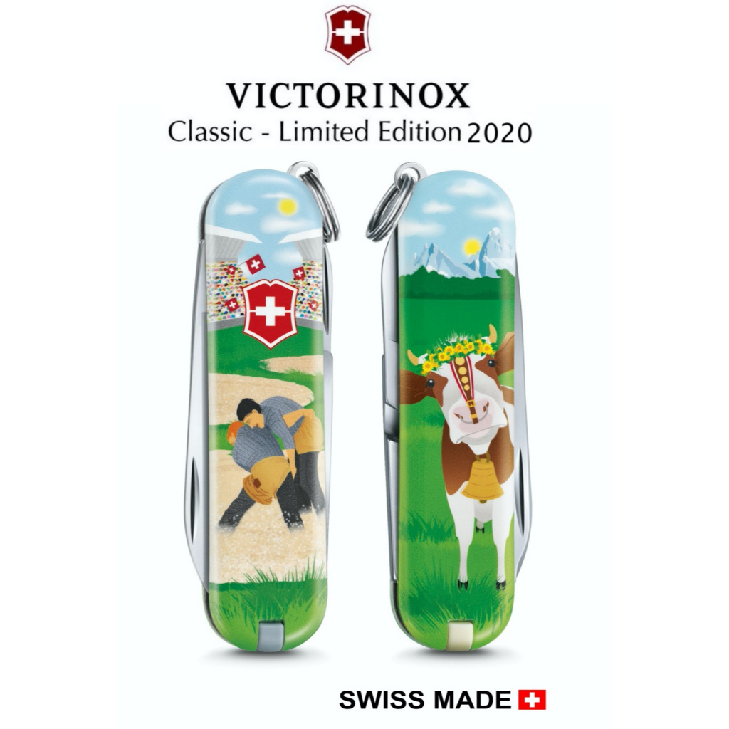 (สกรีนลายไม่เรียบ)มีดพับ Victorinox รุ่น Classic SD Limited Edition 2020,Swiss Wrestling (0.6223.L20
