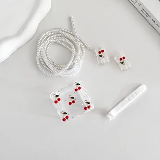 พร้อมส่งจากไทย ขอบหยักเชอรี่ ชุดพันสาย เคสหัวชาร์จ ลายการ์ตูน ตัวถนอมสาย USB 20w 18w 35W