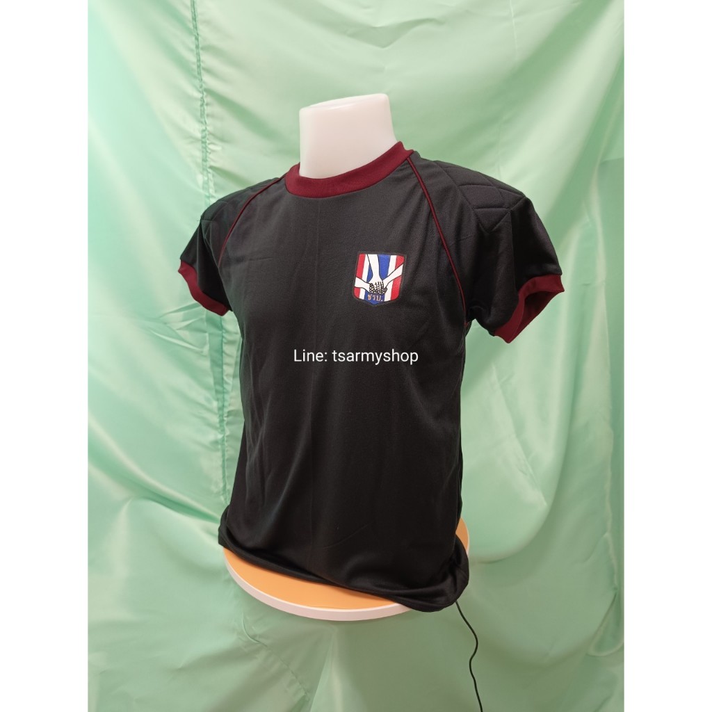 (ชรบ.) เสื้อยืดแขนสั้น/แขนยาว กุ้นต่างสีบุไหล่ สกรีนหน้า ชรบ. (ชุดรักษาความปลอดภัยหมู่บ้าน) / สกรีนหลัง กรมการปกครอง