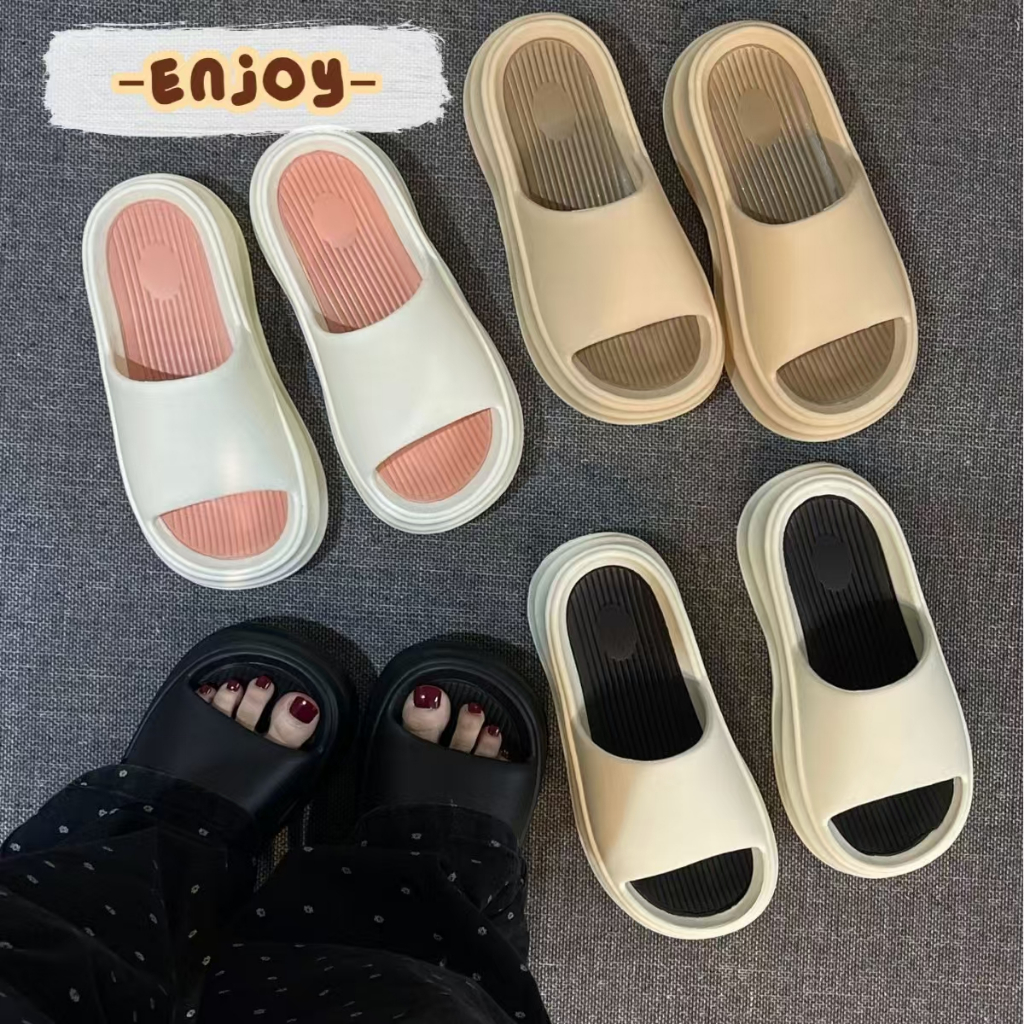 🍓EnJoy🍓 พร้อมส่ง (LT-E02/LT-E03/LT-8412) รองเท้าแตะ ความหลากหลายของสี ยืดหยุ่น วัสดุยางEVA สูง6cm