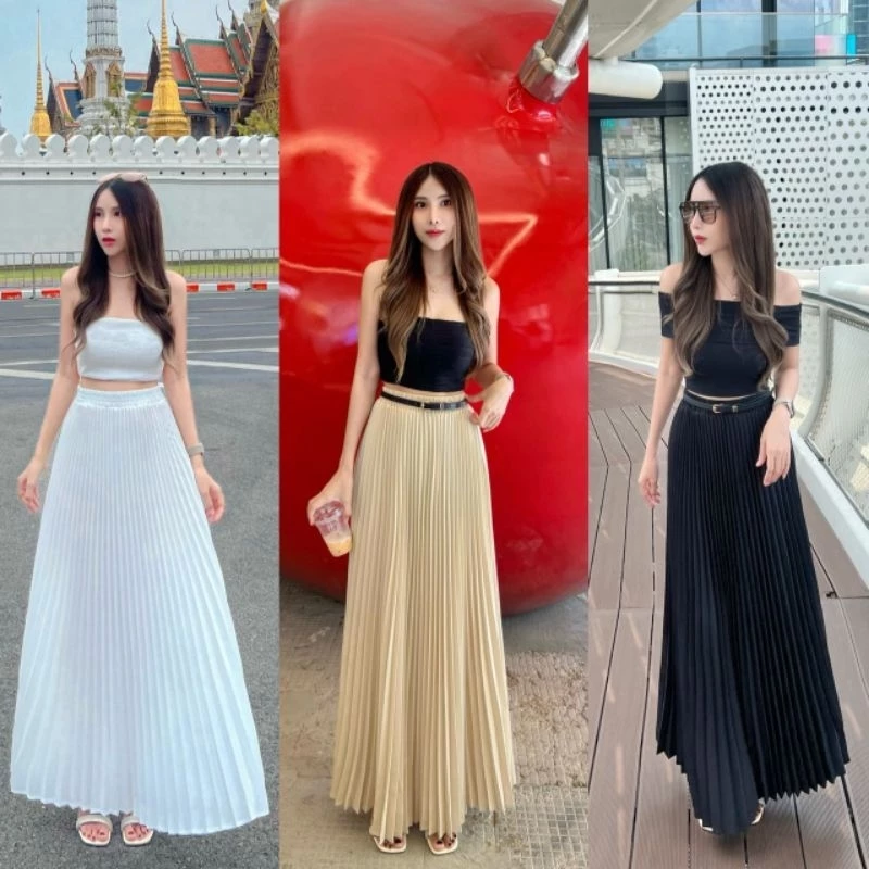 กระโปรงพลีท ทรงสวย ทรงปลายบาน ใส่แล้วพริ้วสวย หุ่นไหนก็ใส่สวย