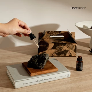 Dontrush หินหอมภูเขาไฟบนถาดไม้สักพร้อมนํ้ามันหอมระเหย - "ELEMENT" LAVA STONE WITH ESSENTIAL OIL