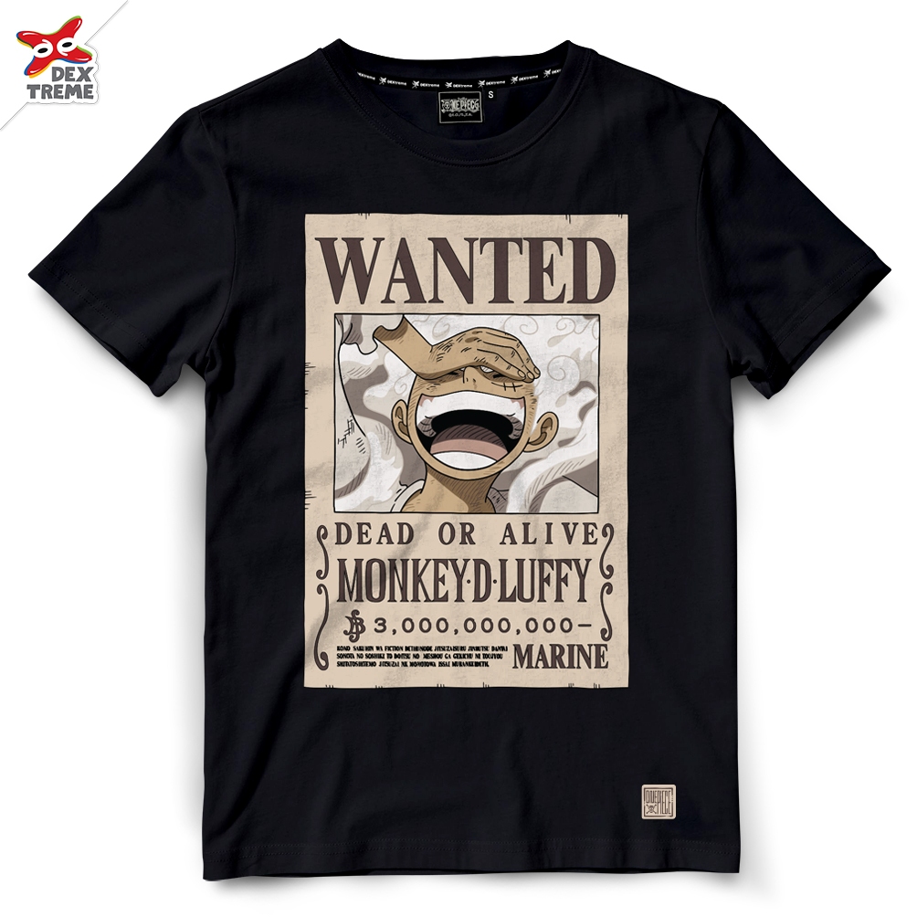 Dextreme เสื้อยืดวันพีซ (DOP-2082) Onepiece ลาย Wanted ลูฟี่ GEAR 5 จอยบอย เกียร์ 5 สีดำ และ สีขาว