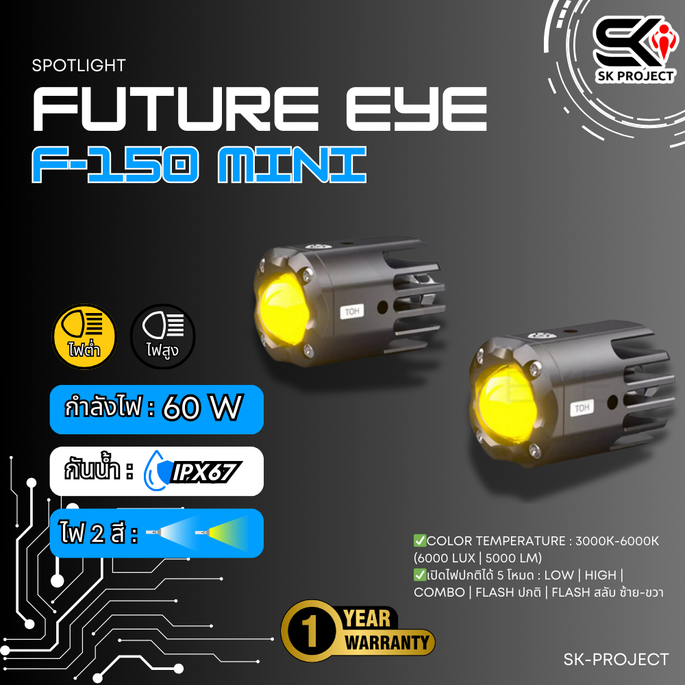 ส่งด่วน !! ไฟสปอร์ตไลท์ FUTURE EYES F150S mini ของแท้ ส่งไว !! 320sp.online