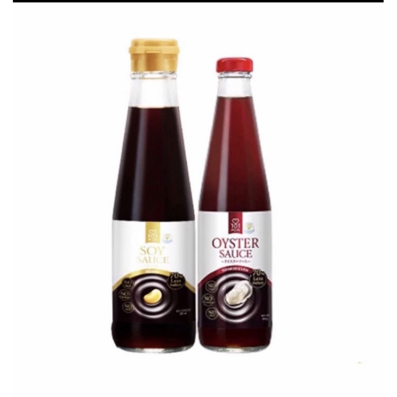 101plus ซีอิ๊วขาว และ ซอสหอยนางรม ขนาด 500-580 ลดโซเดียม 60-65%