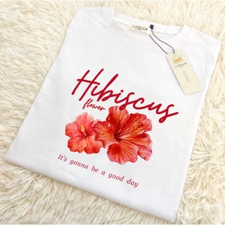 Jarikashop - เสื้อยืดลาย Hibiscus (ชบา) ( งานป้าย.. Jarika ) ( จ216 )