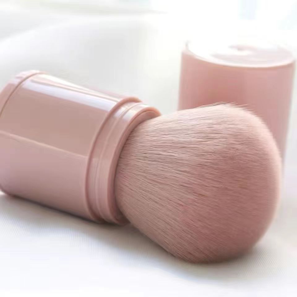 ♡︎สินค้าขายดี♡︎ แปรงปัดแก้มคาบูกิ kabuki ( สีชม )  พร้อมปอกเก็บขนแปรง แปรงแต่งหน้า ขนาดพกพา