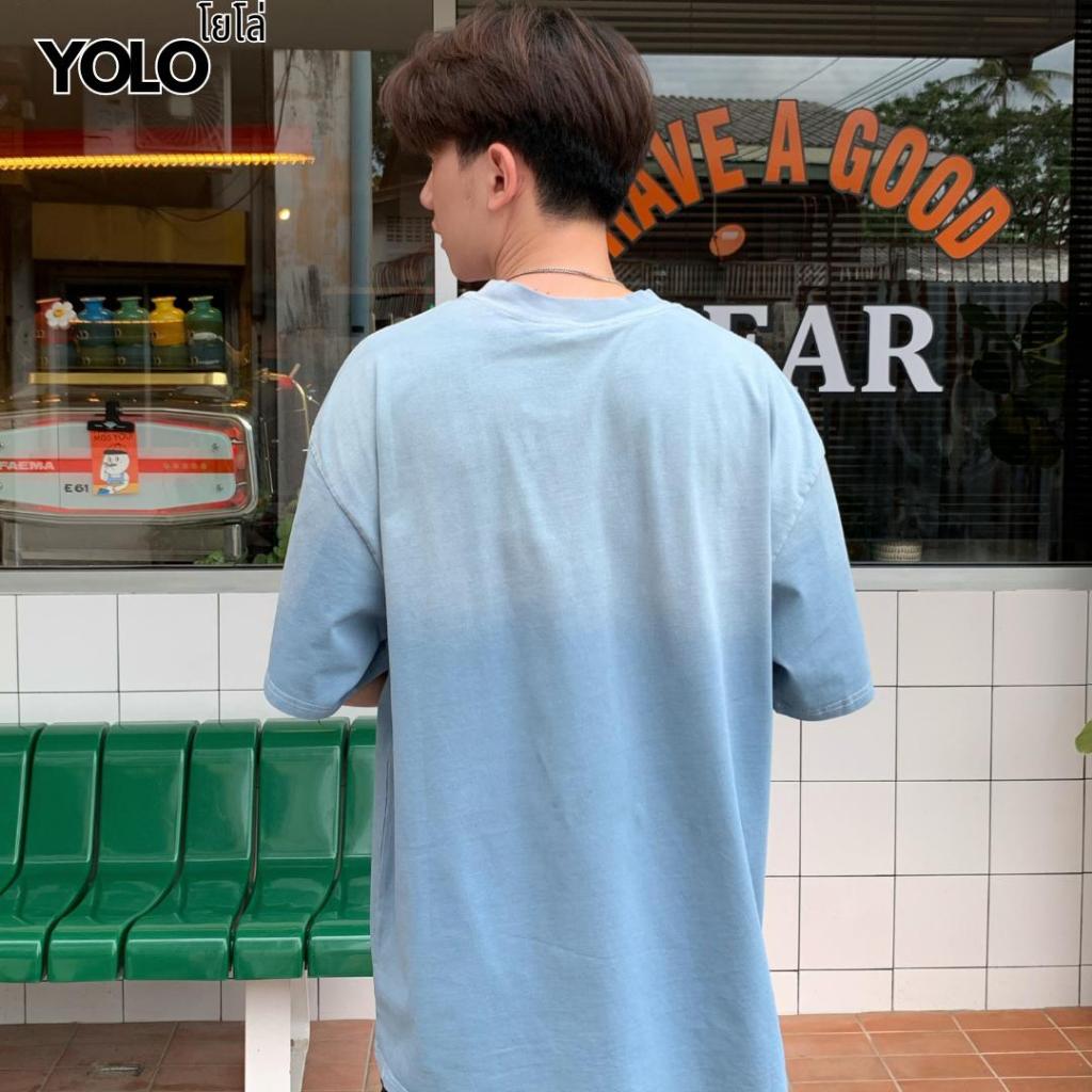 YOLO เสื้อยืด OVER SIZE เสื้อยืดโอเวอร์ไซส์ สีฟอก คอกลม เสื้อคอตตอน เสื้อยืดงานสกรีน แนวสตรีท YT2012 รูปที่ 4