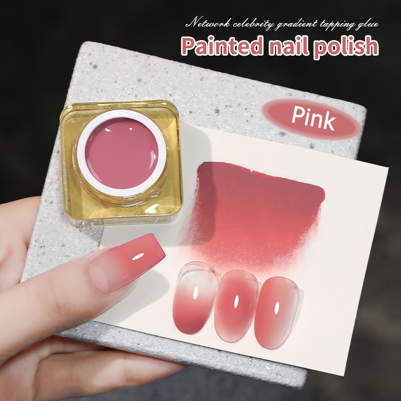 8g เจลทาเล็บแบบไล่เฉดสี 3 สี ชมพู ขาว ดำ บลัช