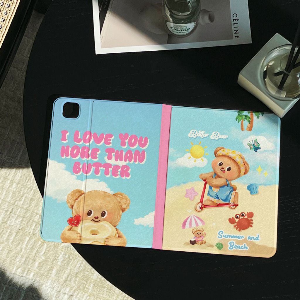 ส่งทันที เคสไอแพด Butter Bear Pro11 2024 Air5/4 Gen10 Air6 11 Gen9/8/7น่ารัก ชายหาด เคสipad mini7