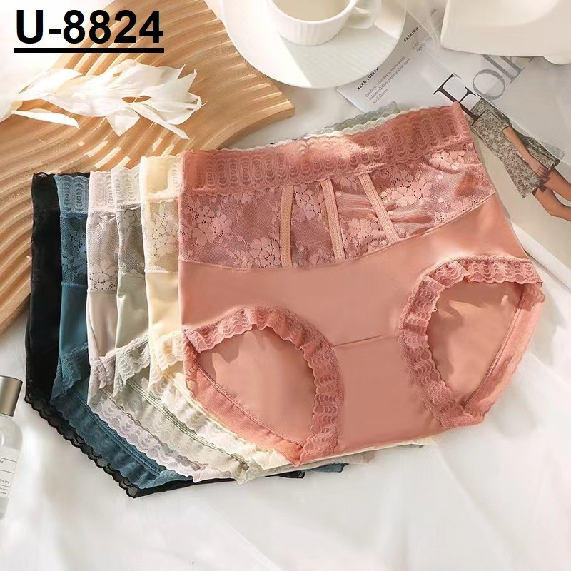 จัดส่งฟรี U-8824 กางเกงเก็บพุง ระบายลูกไม้ ⚡ส่งไวจากไทย⚡