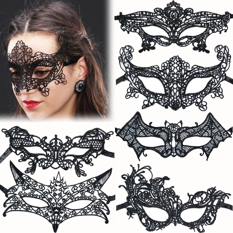 หน้ากากลูกไม้ สีดำ หน้ากากแฟนซี แฟนซี ผ้าลูกไม้ ปาร์ตี้ Lace Mask Fifty Shades Masquerade ฺBlack Fancy Mask Halloween