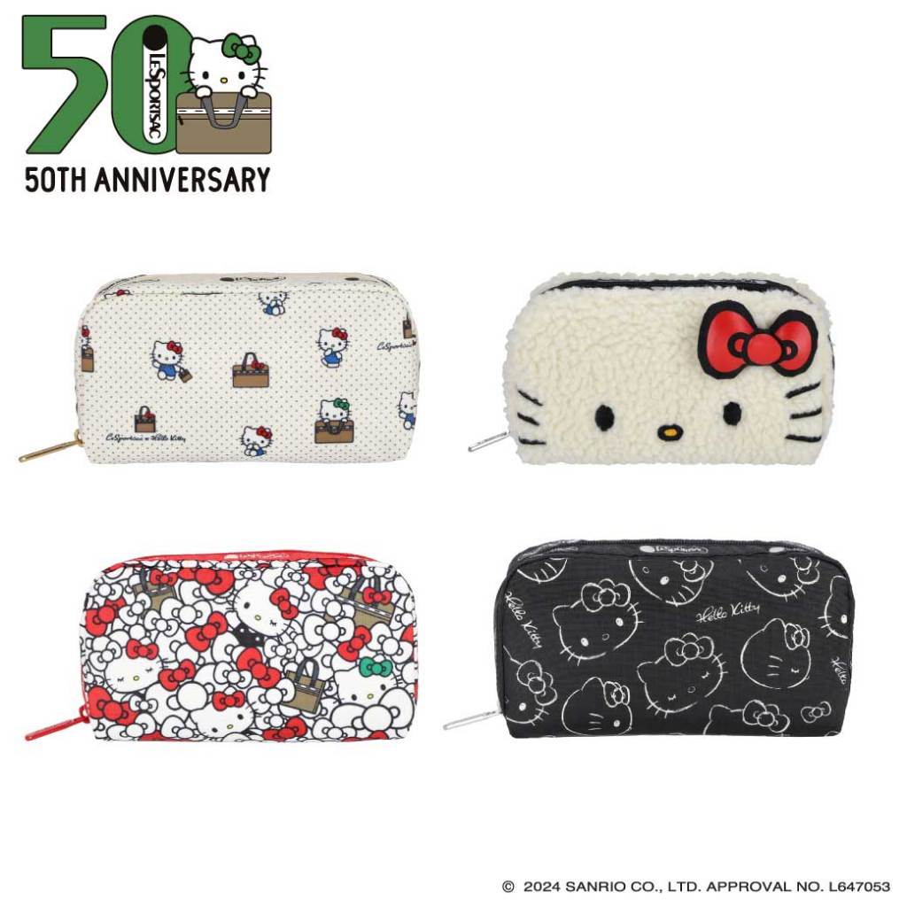 Lesportsac Rectangular Cosmetic กระเป็าเครื่องสำอางค์ Style 6511 Lesportsac x Hello kitty