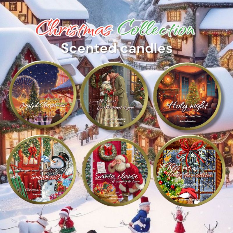 เทียนหอมคริสต์มาส Christmas collection ของขวัญคริสต์มาส 100 ml ใส่ตลับทอง ของขวัญปีใหม่