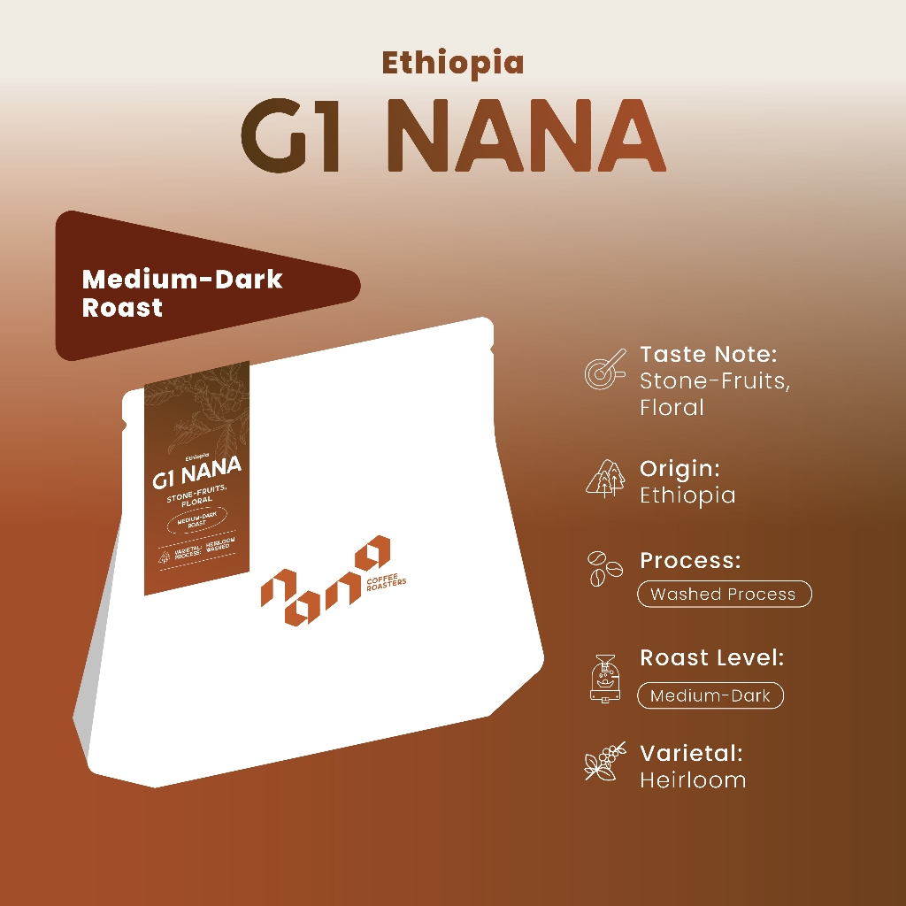 ซื้อ Nana Coffee Roasters เมล็ดกาแฟ คั่วกลาง คั่วเข้ม - ethiopia G1 NANA 100g