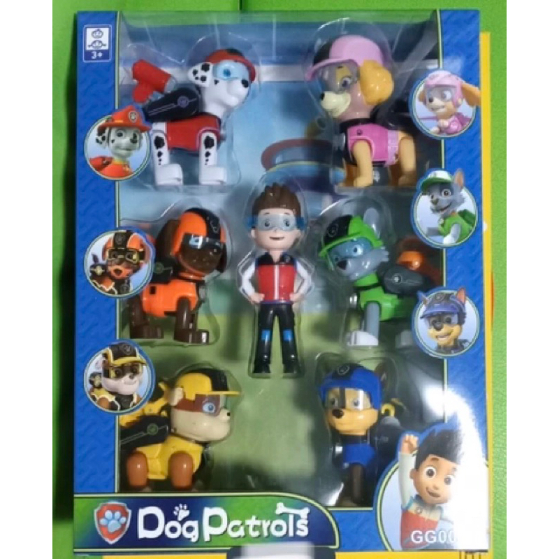 Dog Paw Patrol สุนัขกู้ภัยพร้อมกัปตันไรเดอร์ พาว พาโทรล โมเดล ฟิกเกอร์ กดปุ่มบริเวณคอเพื่อเปิดอุปกรณ์ต่างๆ พร้อมส่ง