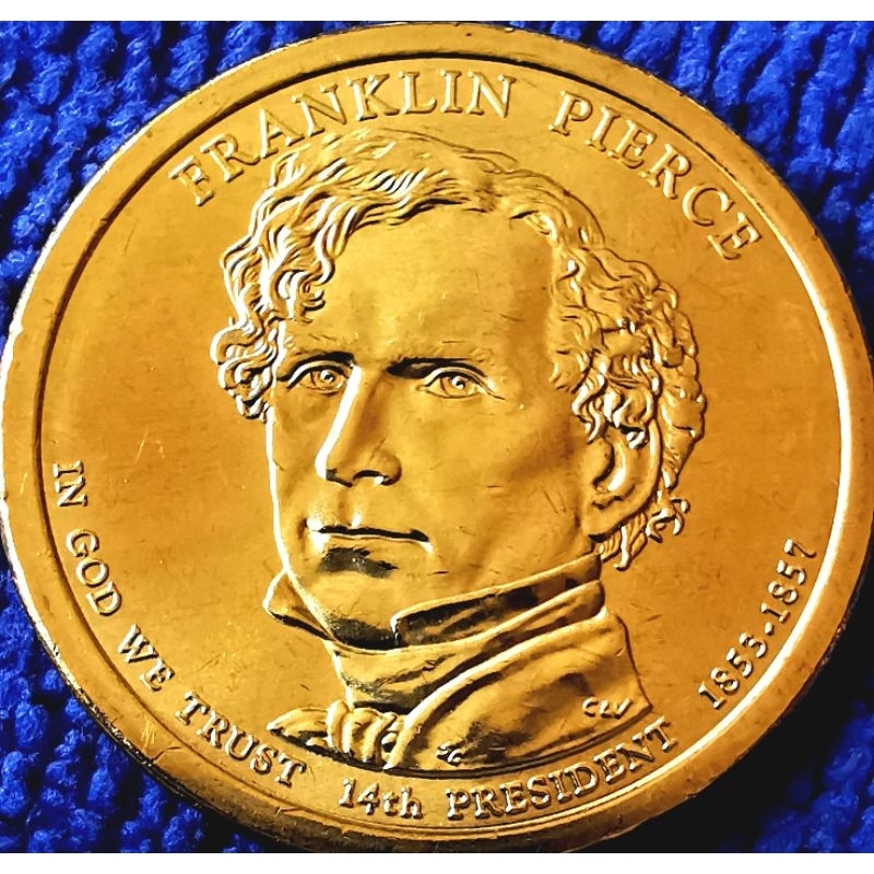 Uเหรียญ​สหรัฐอเมริกา​ USA, 1 Dollar, (14th President​ Franklin Pierce), #4403, ไม่​ผ่าน​ใช้​ UNC