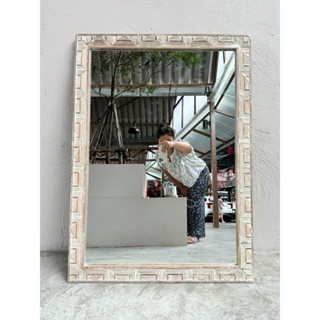 กระจกไม้ ขนาดใหญ่ กรอบทำจากไม้สักแท้ ขนาด 110x80 cm. (ส่งพร้…