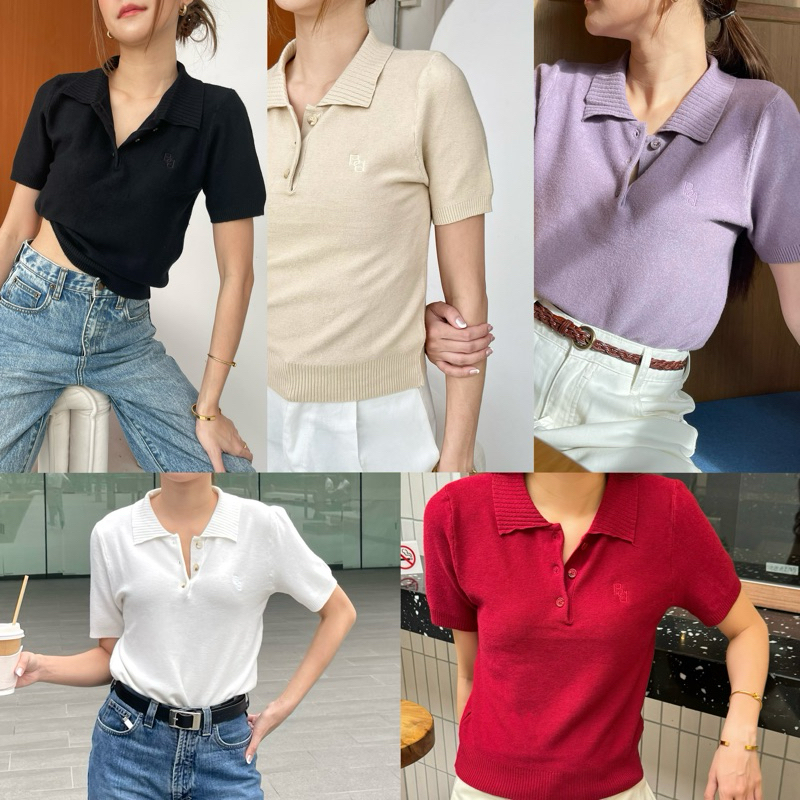 BXB  - Polo Knit Top โปโลแขนสั้น ปักโลโก้