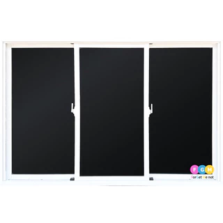 [สินค้ามี รับประกัน!!] หน้าต่างขนาด 110x150 ซม.หน้าต่างอลูมิเนียม MC หน้าต่างบานเลื่อน3ช่อง ล็อคกลาง