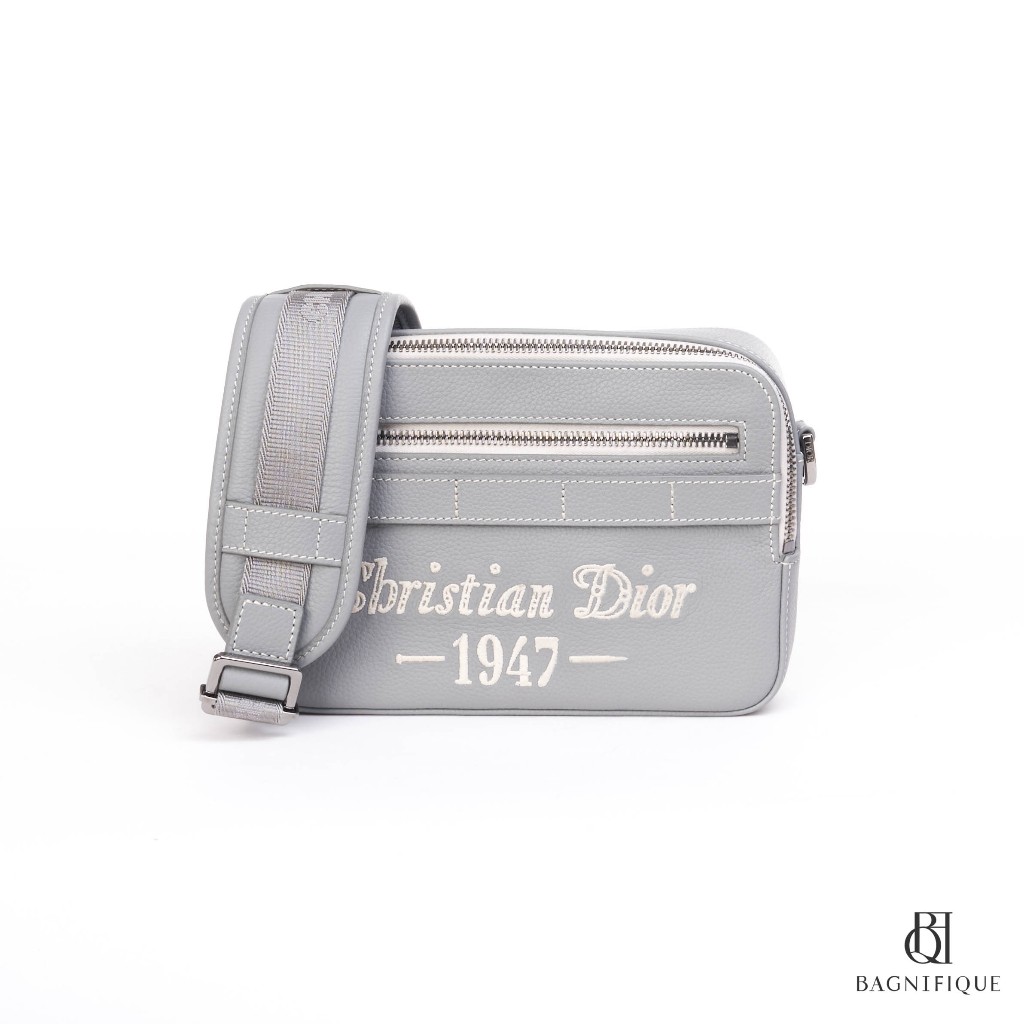 [ของแท้💯] DIOR SAFARI POUCH 22 GREY DIOR 1947 CALF SHW มีใบรับประกัน ตรวจสอบได้ทุกใบ ✅