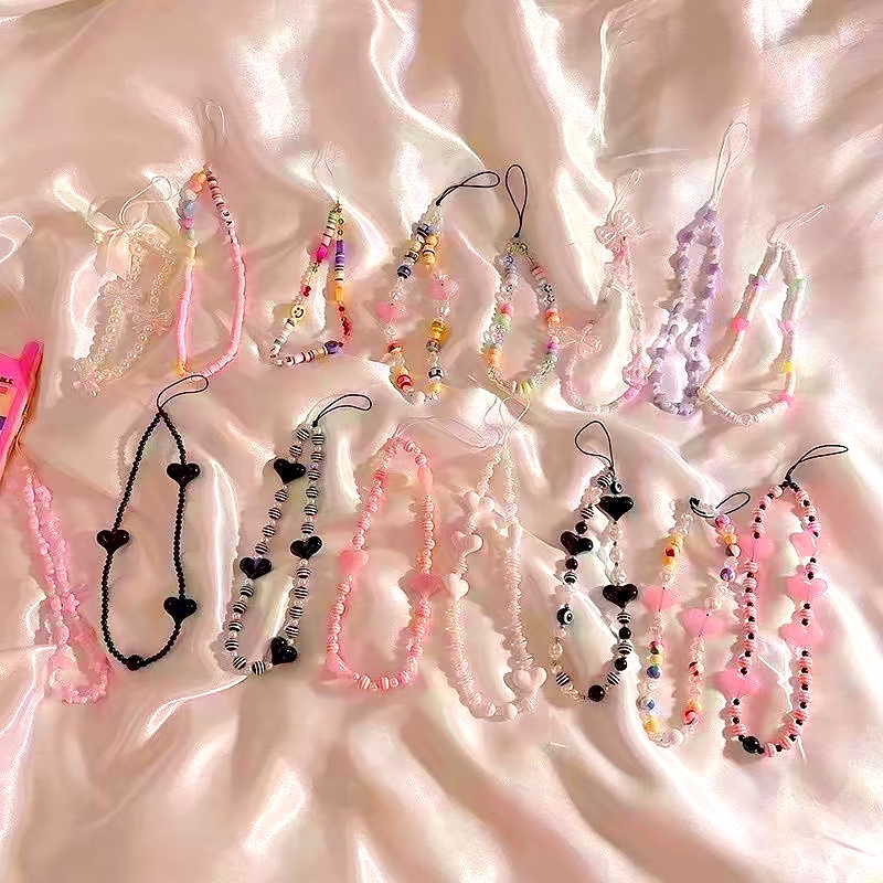สร้อยข้อมือเคสโทรศัพท์มือถือ สวยงาม ผีเสื้อ คริสตัล โซ่โทรศัพท์มือถือ ลูกปัด พวงกุญแจ จี้ สร้อยข้อมือ แฟชั่น กลิตเตอร์ โ