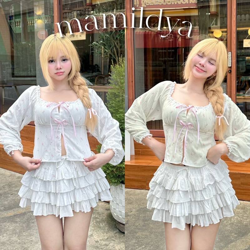 🌟Mamildya.shop🌟 เสื้อแขนยาว ลายดอกน่ารักตะมุตะมิ/ L3-5/NUSA-Doll3