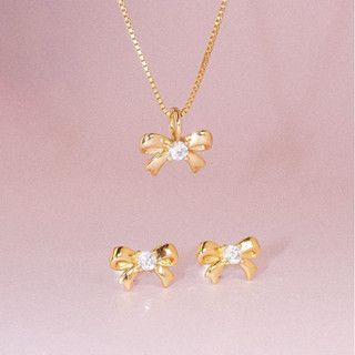 RINDA - Ribbon gem stud (gold/silver)