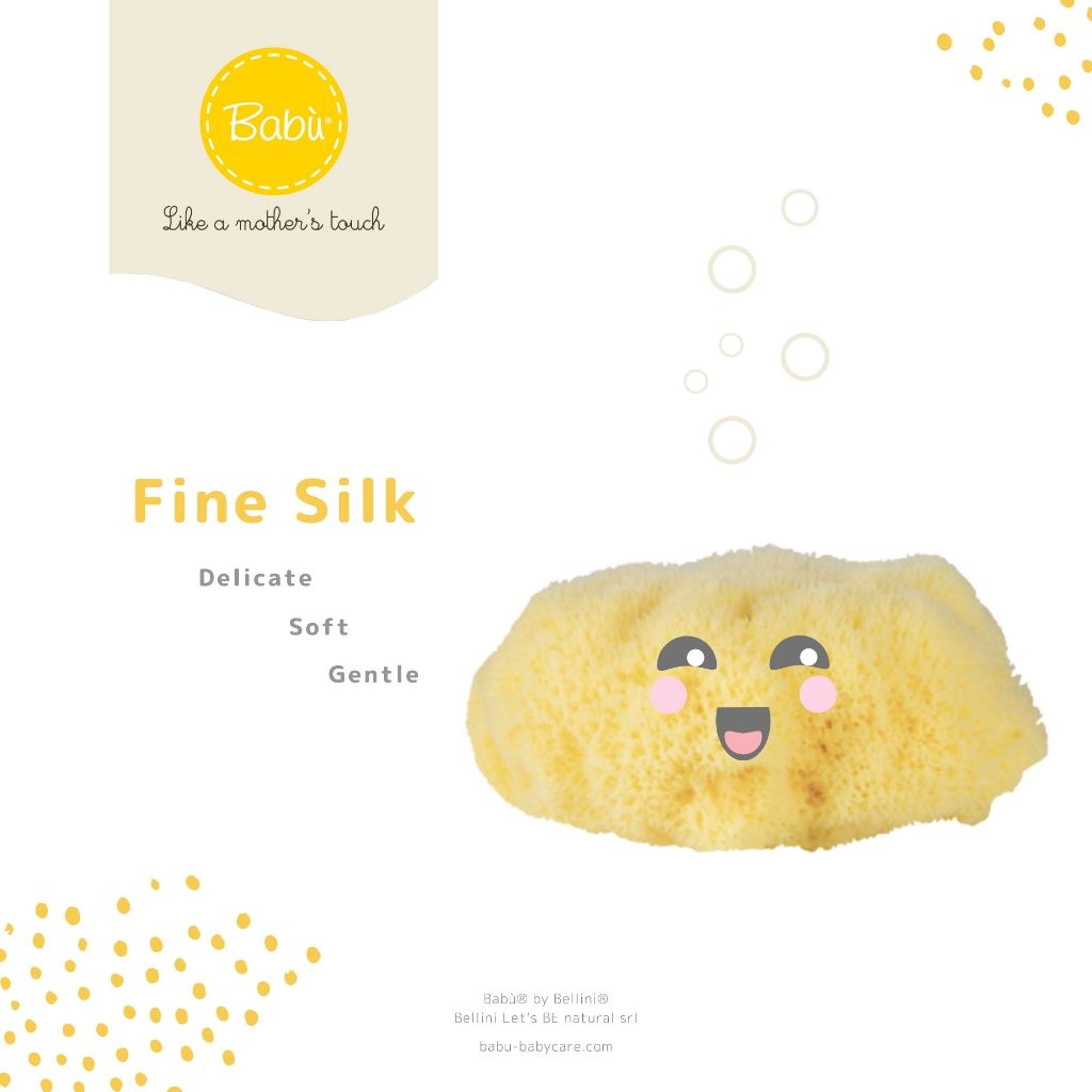 Babù® by Bellini ฟองน้ำธรรมชาติ ฟองน้ำอาบน้ำเด็กและทารก รุ่น Silk Fine เนื้อแน่นละเอียด