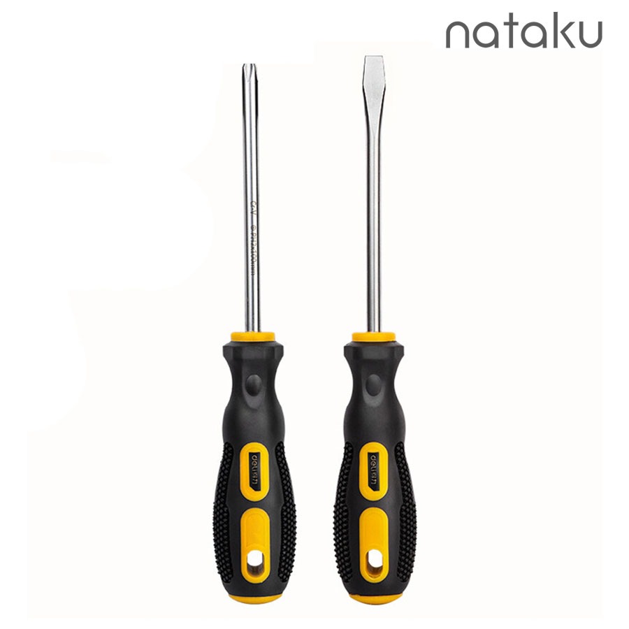 Nataku ไขควงแฉก ชุดไขควง ปากแบน ปากแฉก 1ชุด 2ตัว เกรดเหล็กCRVแท้ ด้ามจับกระชับ แข็งแรงอย่างดี