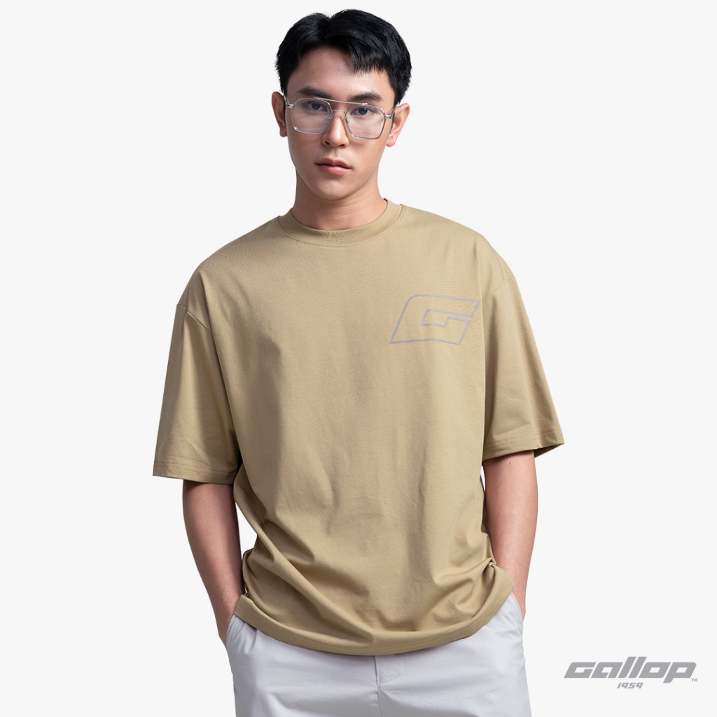 GALLOP : Men's Wear เสื้อยืด Eco-Friendly Oversized TEE (รักษ์โลก) รุ่น GT9156 สี Khaki - กากี / ราคาปกติ 1590.-