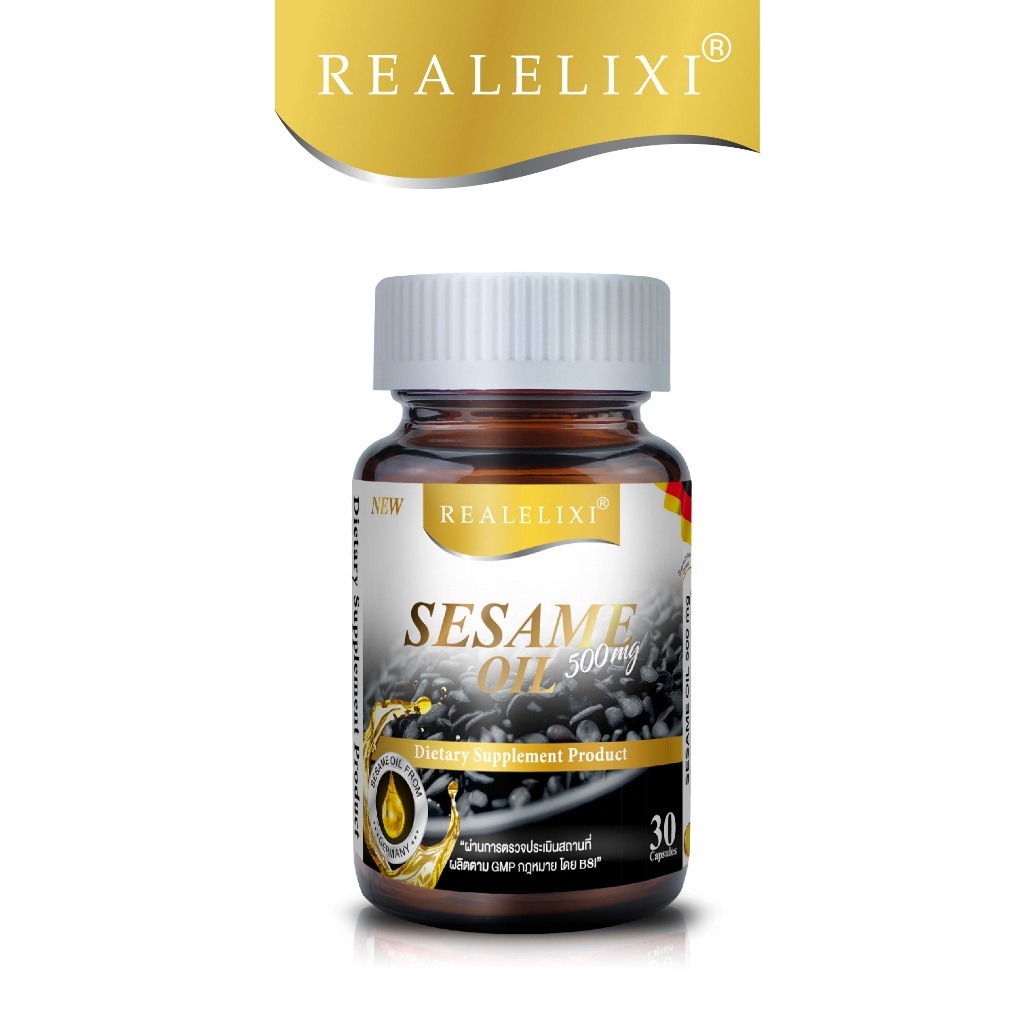 Real Elixir Black Sesame Oil 500 mg. น้ำมันงา (30เม็ด)