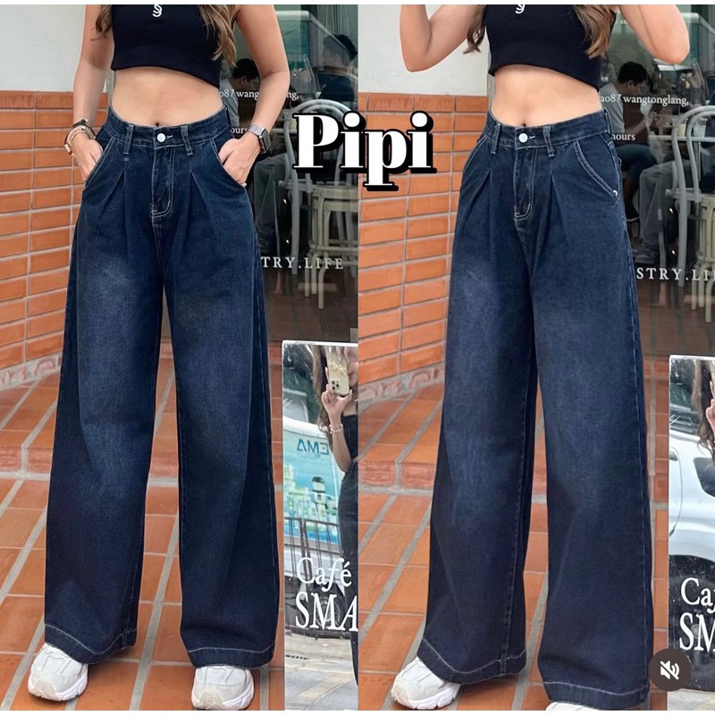 (จัดส่งภายใน 2 วัน) กางเกงยีนส์ Pipi Jeans by modishop (มิดไนท์)