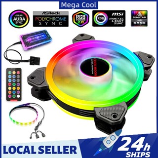 Coolmoon พัดลมคอม ARGB พัดลมcpu พัดลมเคสคอม ตัวควบคุมเพลง เค…