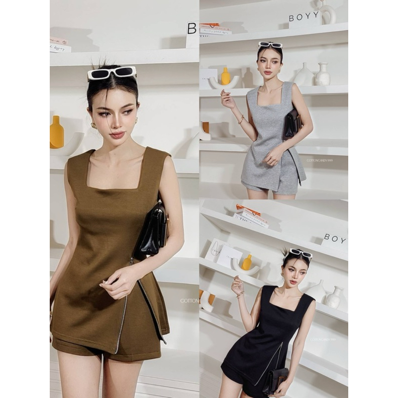 #COTTON CANDY set นาโนคอเหลี่ยม แต่งซิป New Gina nano.set