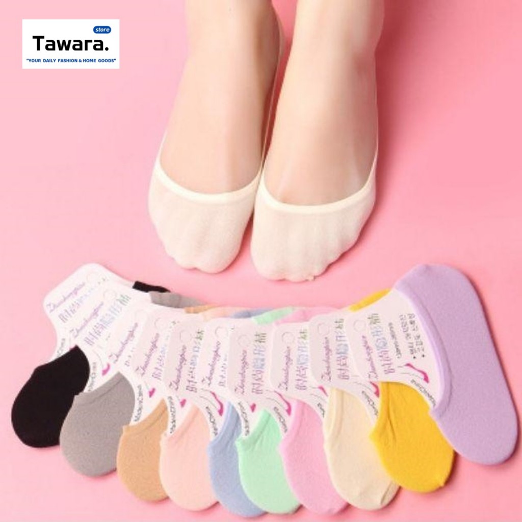 SK-005 ถุงเท้าคัทชู ผู้หญิง ซ่อนขอบ สีหวาน ผ้านิ่ม สวมใส่สบาย ระบายอากาศได้ดี มีซิลิโคนกันหลุดด้านใน