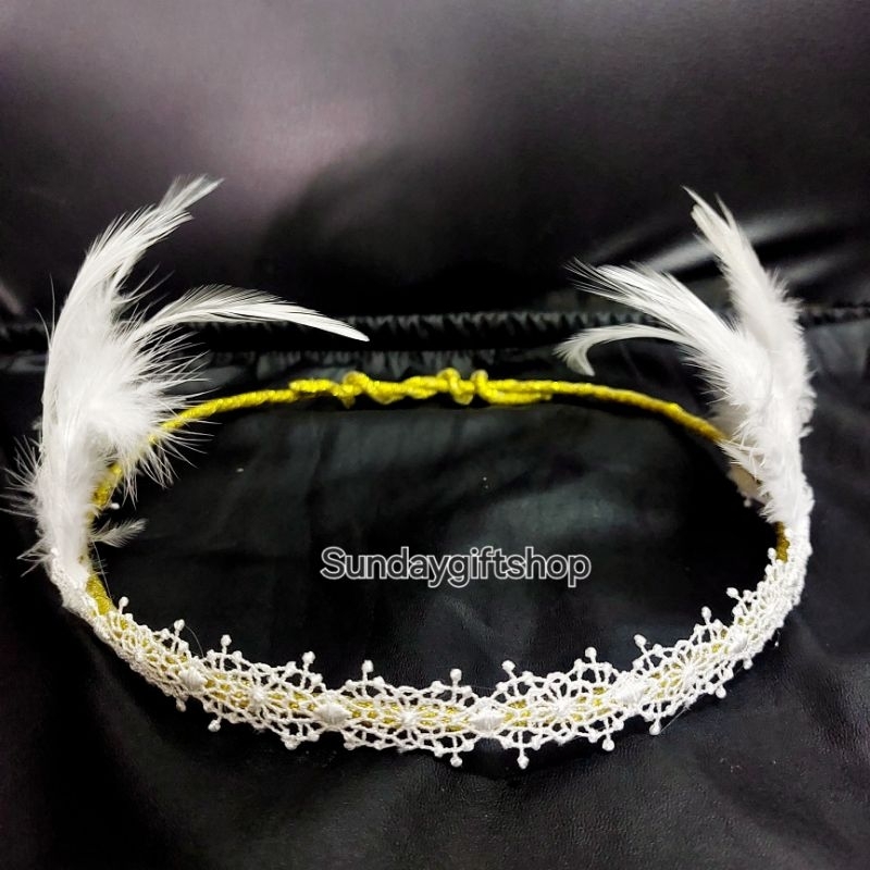 มงกุฎขนนกโบว์ฮีเมียนคาดผมแฟชั่นใส่งานปัจจิม