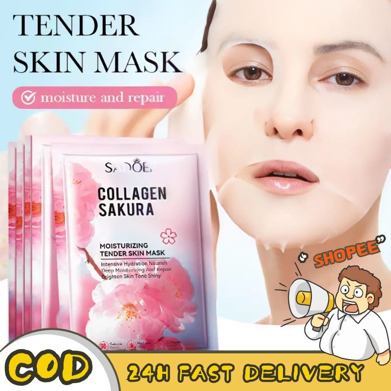 CAY🌟(พร้อมส่ง Cod)มาส์กหน้าคอลลาเจนซากุระ สูตรพรีเมี่ยมใหม่ล่าสด ชะลอวัยให้ผิว ชุ่มชื่นอิ่มน้ำ