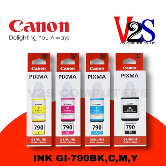 หมึกเติม Canon Ink GI-790 หมึกขวด 4 สี BK/C/M/Y ของแท้ 100%