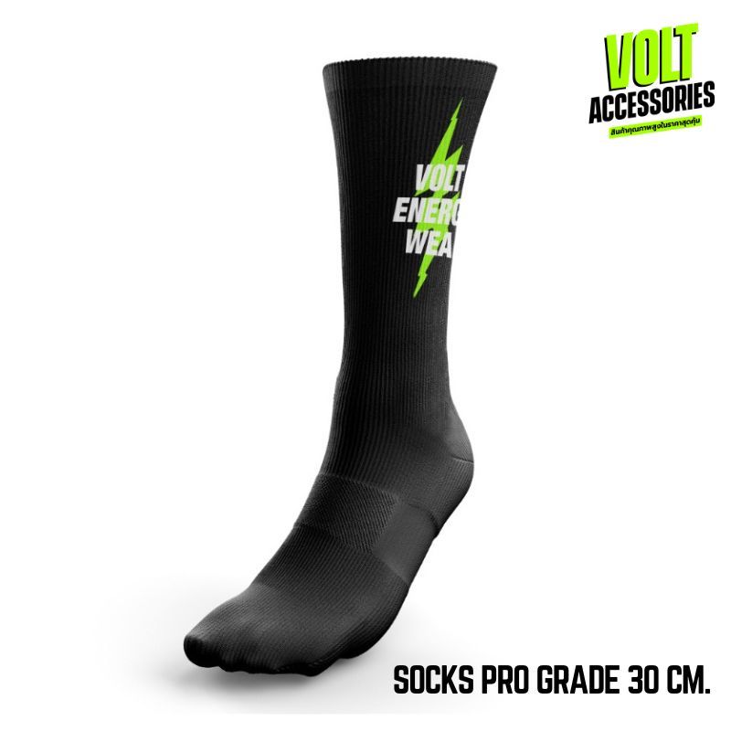 VOLT ถุงเท้า กีฬา ออกกำลังกาย สีดำ TORQUE 001 ESSENTIAL THUNDER BLACK SOCK  TQ-0202