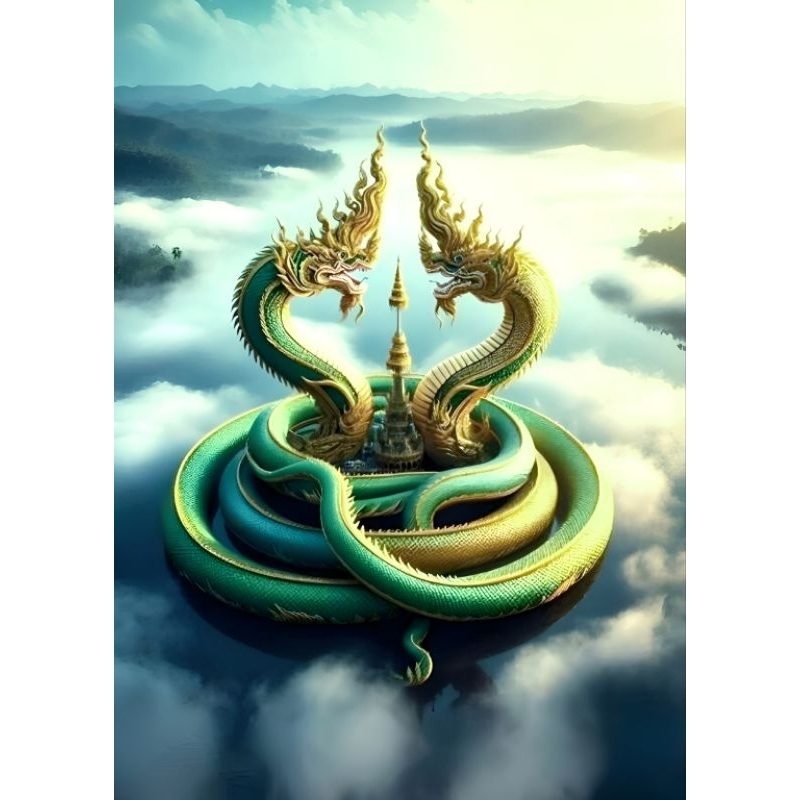 รูปโปสเตอร์ พญานาค ไม่มีกรอบ ติดผนัง ภาพมงคล เสริมฮวงจุ้ย ตกแต่งบ้าน ขนาด A3