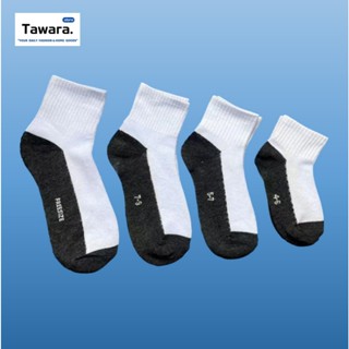 SK-176 ถุงเท้านักเรียน สีขาว พื้นดำ ข้อกลาง สีน้ำตาล งานป้าย…