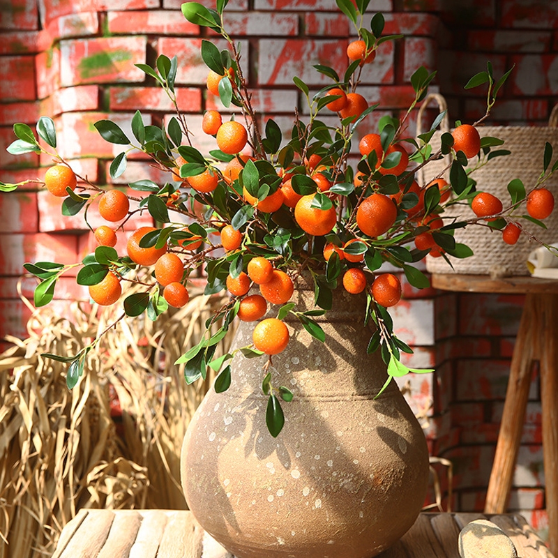 ส้ม ทับทิม ผลไม้ตกแต่งบ้าน ผลไม้ปลอม ต้นไม้ปลอม สวยงามสมจริง