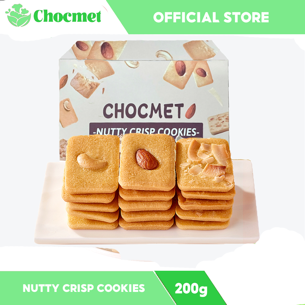 【BKK 24Ship】CHOCMET 3 ใน 1 คุกกี้กรอบถั่ว 200gr Nutty Crisp Cookies