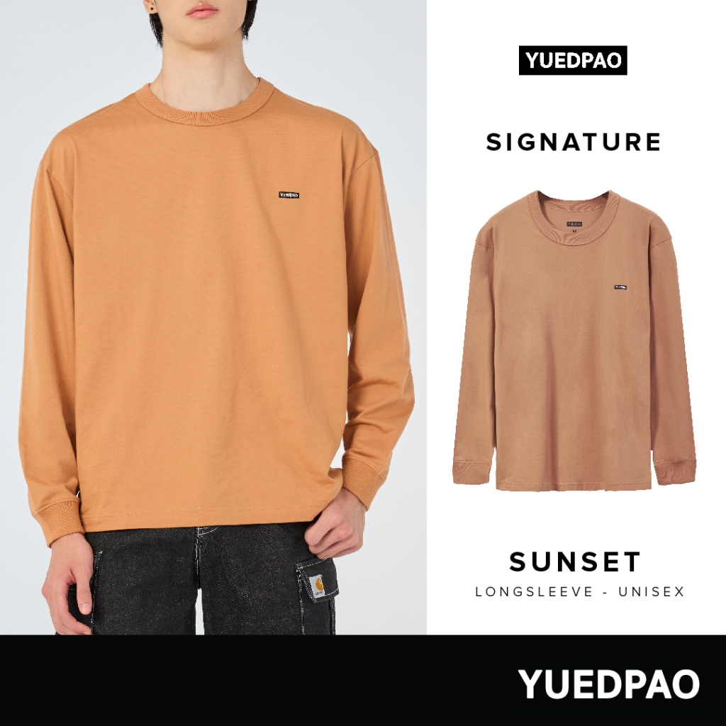 Yuedpao Signature Longsleeve Summer ผ้าหนาทรงสวย ยับยากรีดง่าย เสื้อยืดเปล่าแขนยาว สี Sun Set