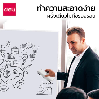 Deli แปรงลบกระดานไวท์บอร์ด ที่ลบกระดาน แม่เหล็กในตัว ผ้าใย3มิติ ลบสะอาด ไม่ทิ้งรอย Whiteboard Eraser