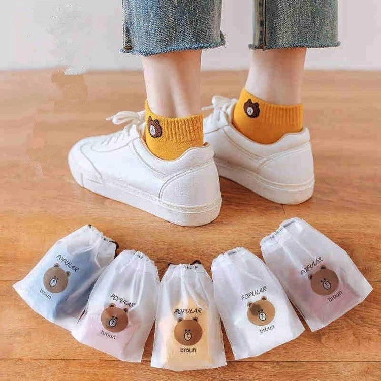 Boqi Factory ถุงเท้าข้อสั้นหมี ลายการ์ตูน สั้น คละสี พร้อมถุง Sock
