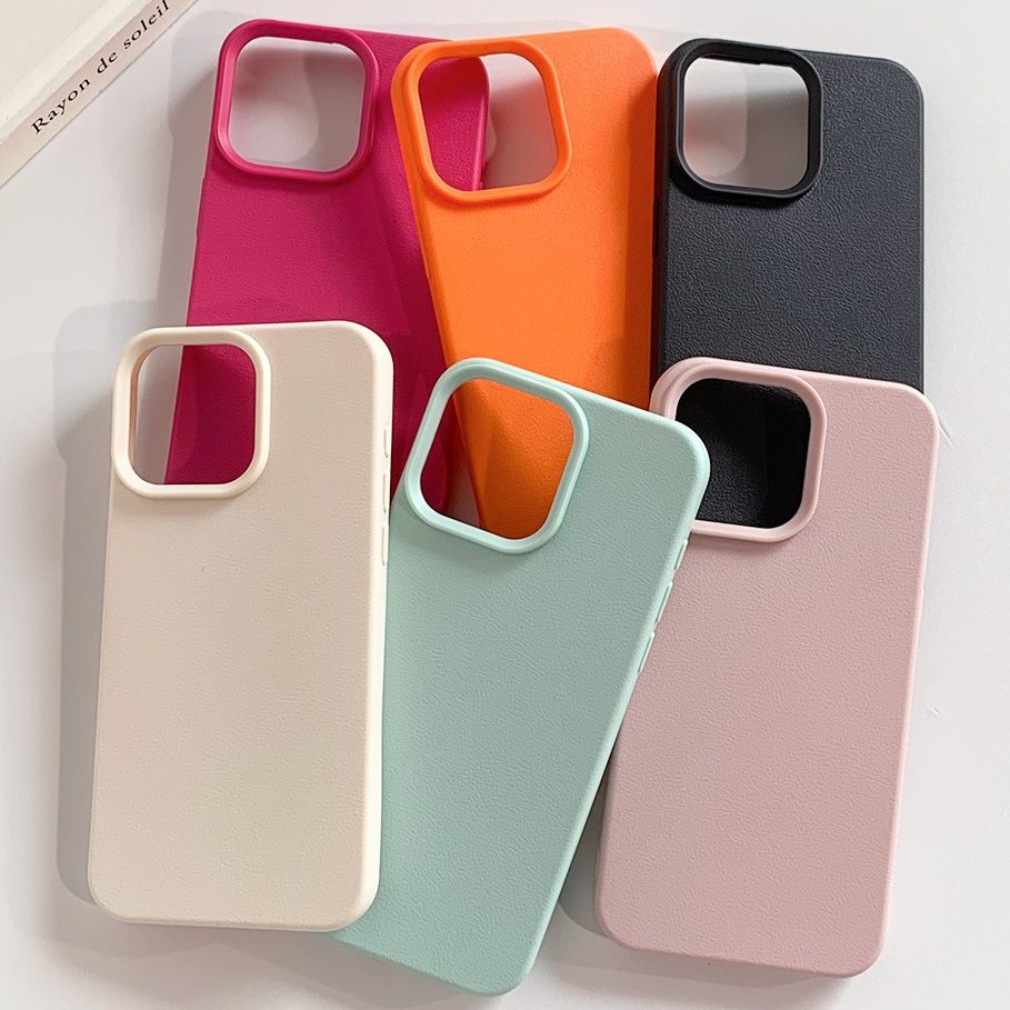 สีทึบ เคสโทรศัพท์แบบมีพื้นผิว เคสไอโฟน 13 กันกระแทก หรูหรา For เคส iphone 11 14 15 Pro Max XR X XS Max เคสไอโฟน12 promax