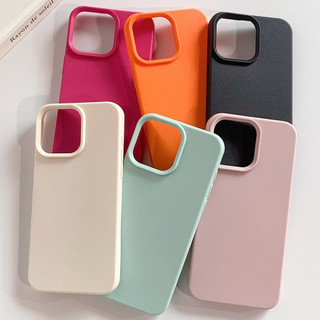 สีทึบ เคสโทรศัพท์แบบมีพื้นผิว เคสไอโฟน 13 กันกระแทก หรูหรา For เคส iphone 11 14 15 Pro Max XR X XS Max เคสไอโฟน12 promax